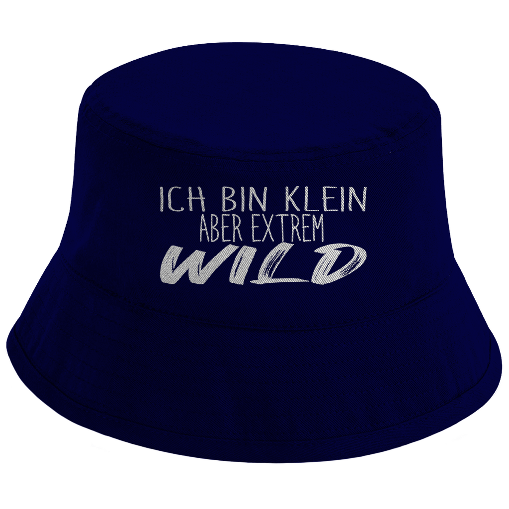 Bucket Hat mit Motiv | Ich bin klein aber extrem Wild | Mallorca Hut für Feiern und Partys Sommerhut