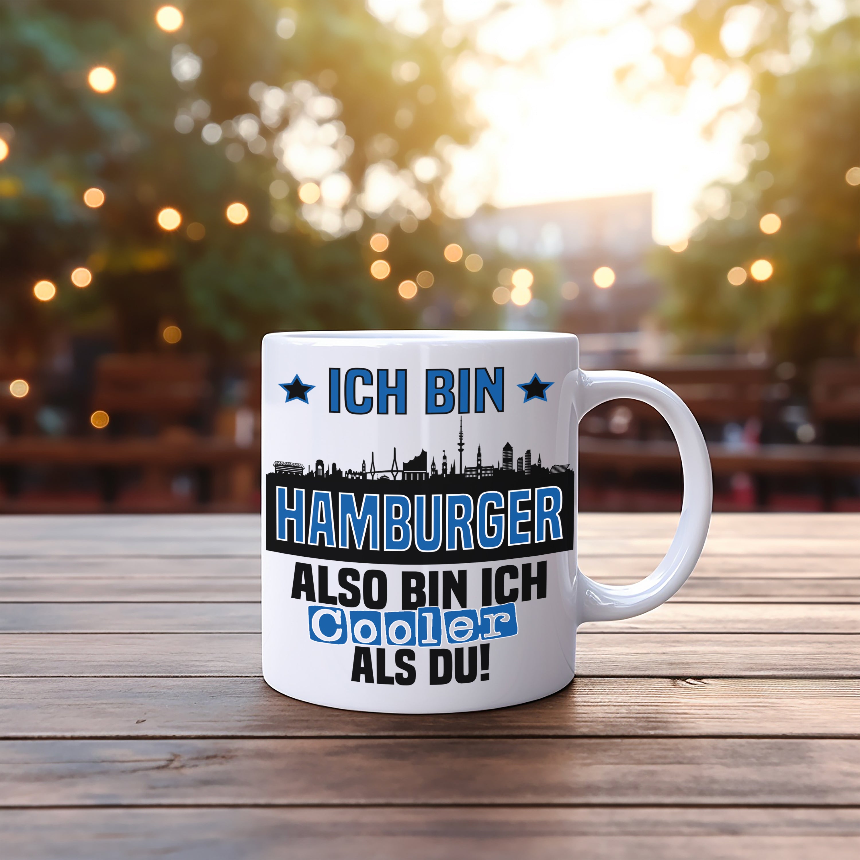 Tasse mit Motiv - Ich bin Hamburger also bin ich cooler als du! | Fußball Keramiktasse für HSV Fan | Skyline deiner Stadt