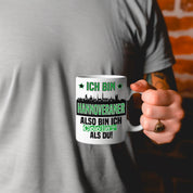 Tasse mit Motiv - Ich bin Hannoveraner also bin ich cooler als du! | Fußball Keramiktasse für 96 Fan | Skyline deiner Stadt