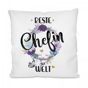 Kissen mit Motiv Modell: Beste Chefin der Welt - Dekokissen mit Füllung | 40x40cm