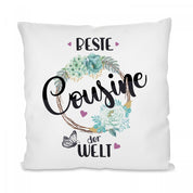 Kissen mit Motiv Modell: Beste Cousine der Welt - Dekokissen mit Füllung | 40x40cm