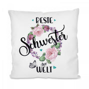 Kissen mit Motiv Modell: Beste Schwester der Welt - Dekokissen mit Füllung | 40x40cm
