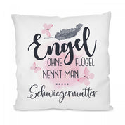 Kissen mit Motiv - Engel ohne Flügel nennt man Schwiegermutter - Dekokissen mit Füllung | 40x40cm