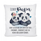 Kissen mit Motiv - Lieber Papa, ganz gleich was im Leben auf dich zukommt…(Kinder) - Dekokissen mit Füllung | 40x40cm