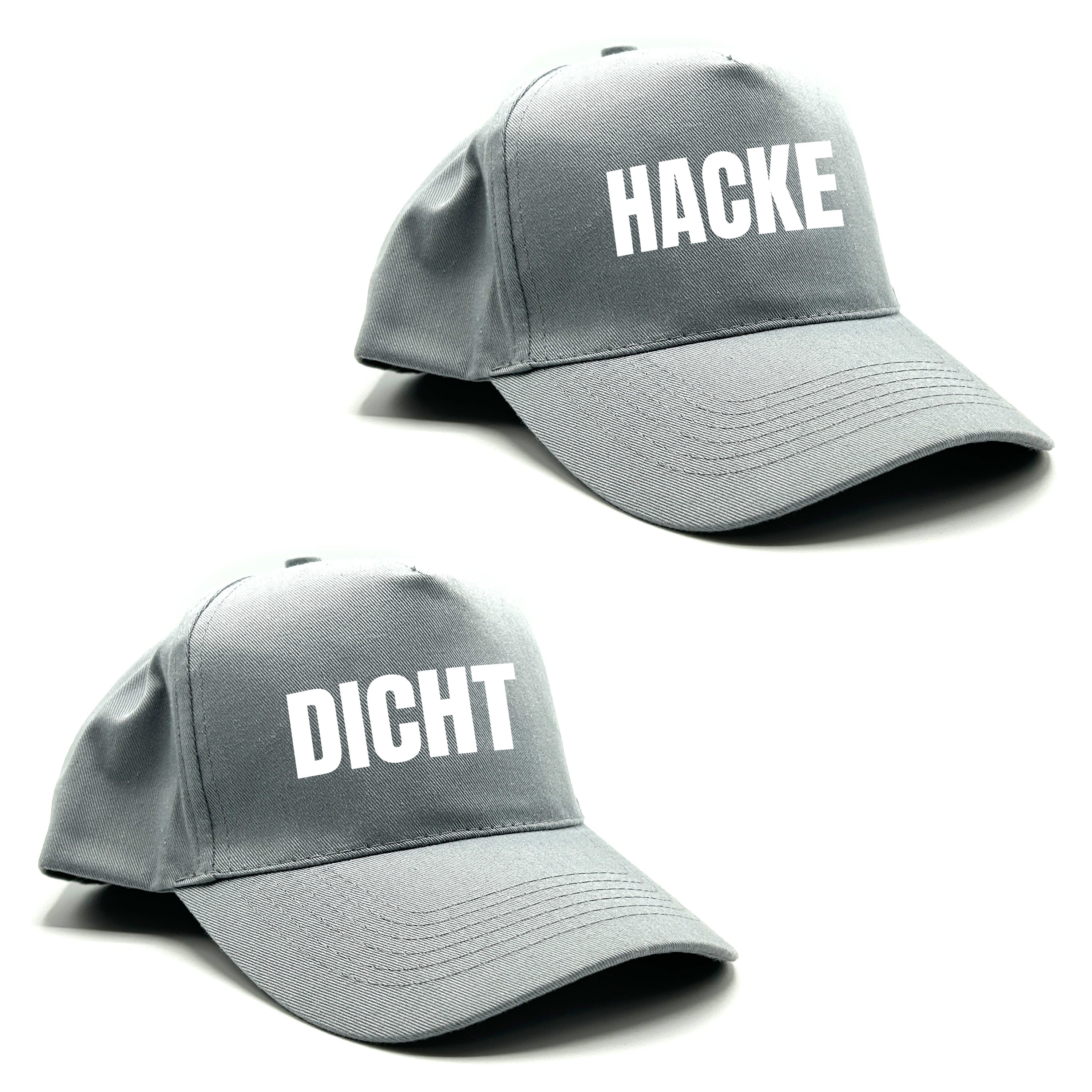 2er Set Baseball Caps mit Spruch | Hacke Dicht | Farbwahl | OneSize durch verstellbaren Klettverschluss