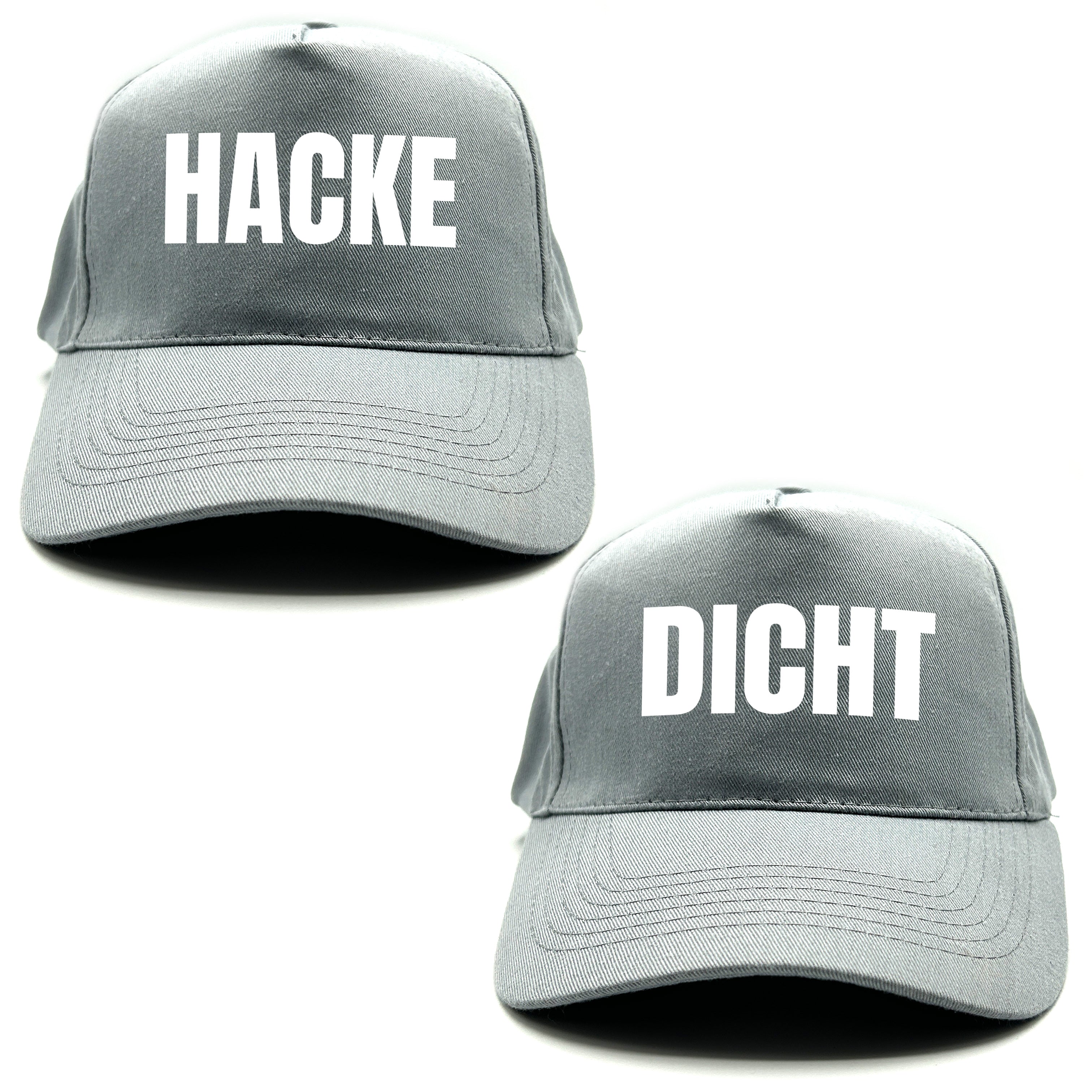 2er Set Baseball Caps mit Spruch | Hacke Dicht | Farbwahl | OneSize durch verstellbaren Klettverschluss