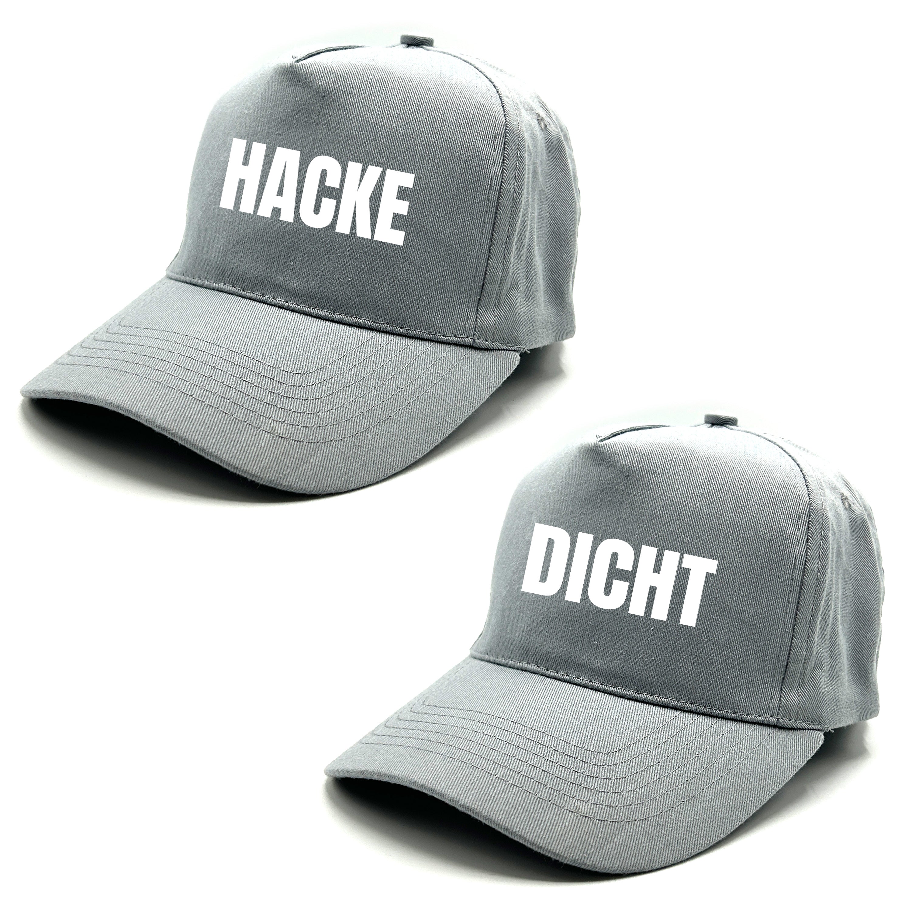 2er Set Baseball Caps mit Spruch | Hacke Dicht | Farbwahl | OneSize durch verstellbaren Klettverschluss