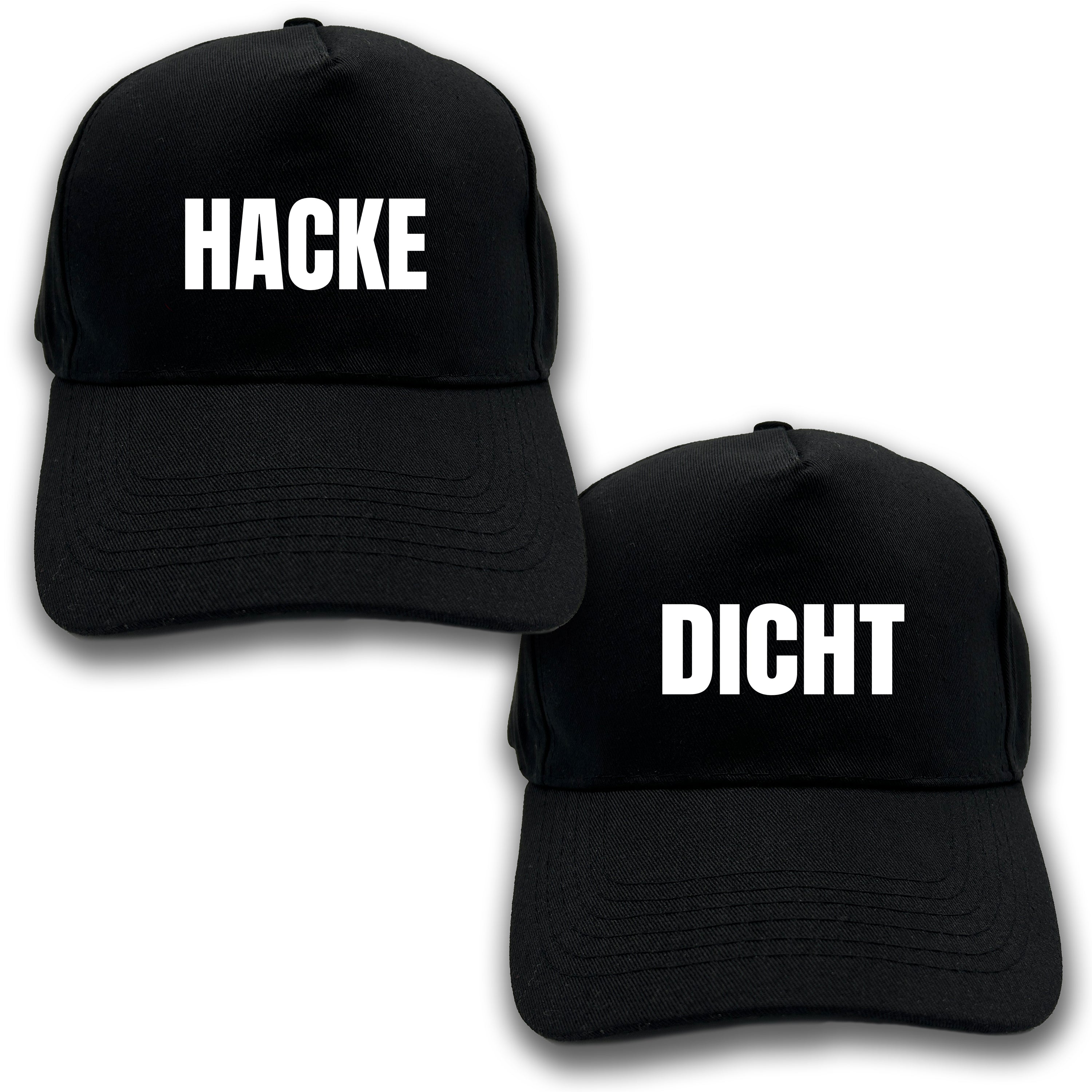 2er Set Baseball Caps mit Spruch | Hacke Dicht | Farbwahl | OneSize durch verstellbaren Klettverschluss