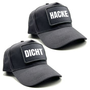 2er Set Baseball Caps mit Spruch auf Patch | Hacke Dicht | Farbwahl | OneSize durch verstellbaren Klipp-Verschluss