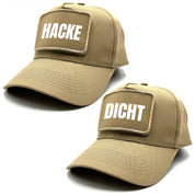 2er Set Baseball Caps mit Spruch auf Patch | Hacke Dicht | Farbwahl | OneSize durch verstellbaren Klipp-Verschluss