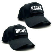 2er Set Baseball Caps mit Spruch auf Patch | Hacke Dicht | Farbwahl | OneSize durch verstellbaren Klipp-Verschluss