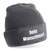 personalisierte Beanie Strickmütze mit Wunschtext | Farbwahl | Angenehm weich | Onesize