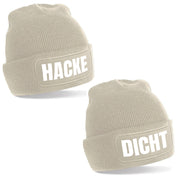 2er Set Beanie Strickmütze mit Spruch | Hacke Dicht | Farbwahl | Angenehm weich | Onesize