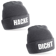 2er Set Beanie Strickmütze mit Spruch | Hacke Dicht | Farbwahl | Angenehm weich | Onesize