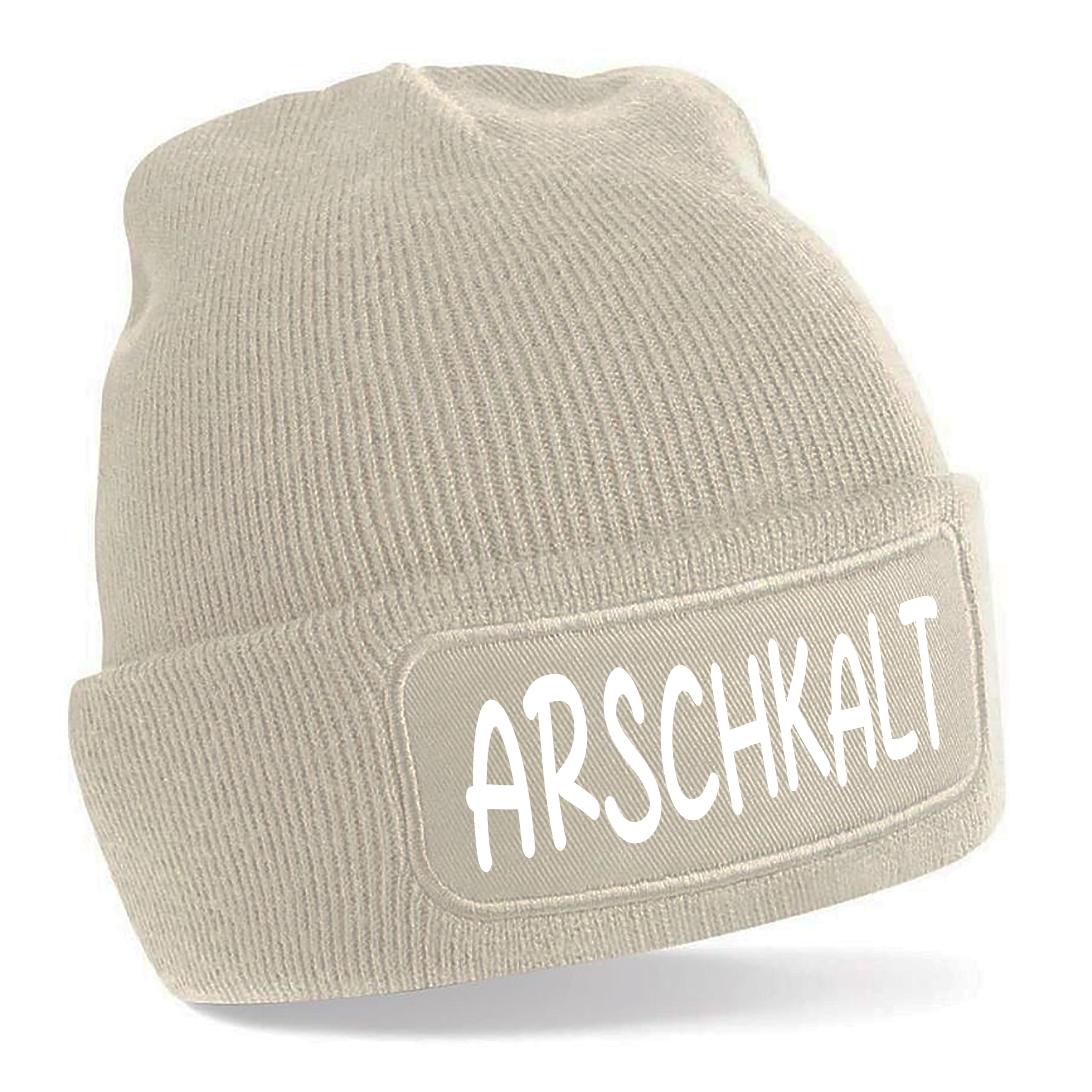 Beanie Strickmütze mit Spruch | Arschkalt | Farbwahl | Angenehm weich | Onesize