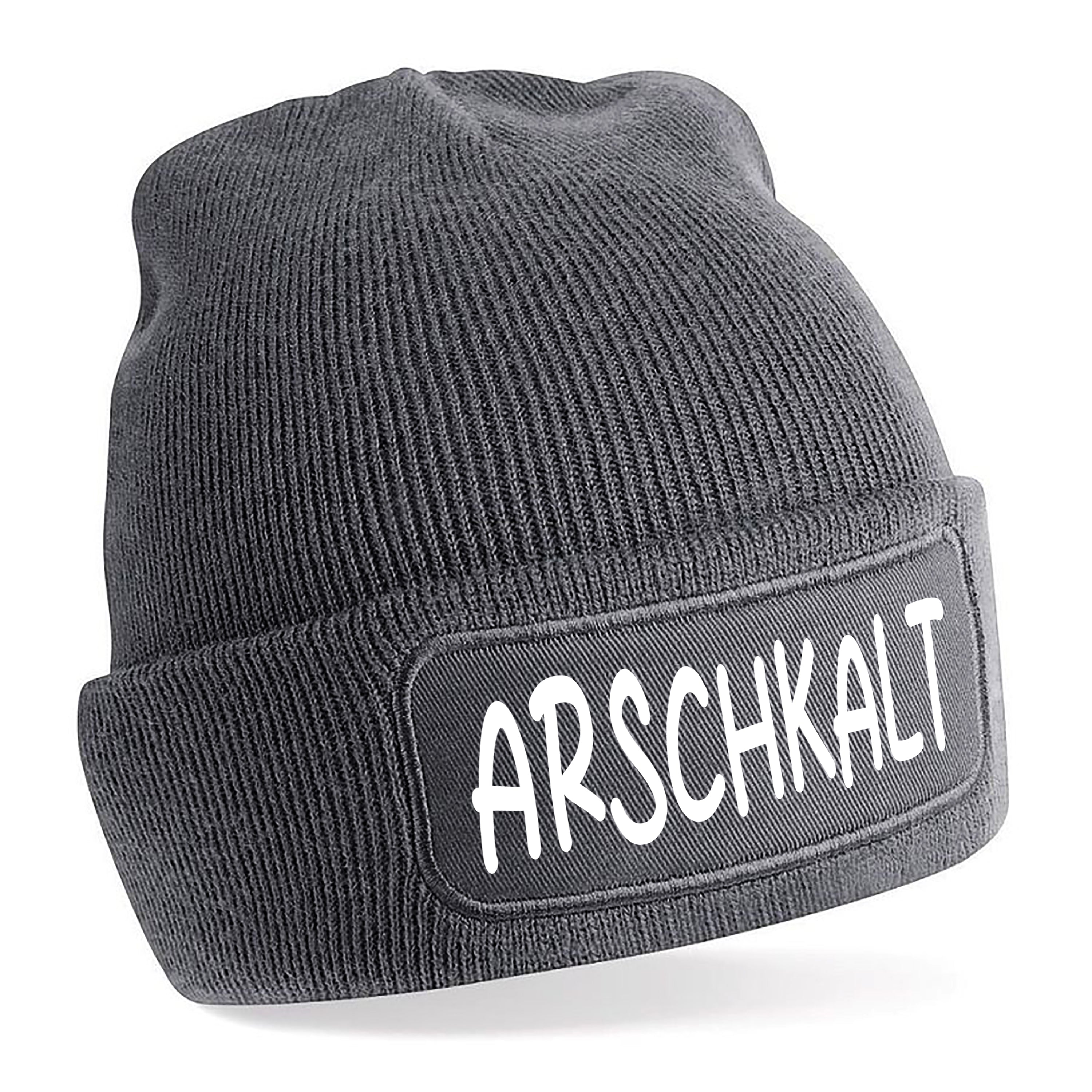 Beanie Strickmütze mit Spruch | Arschkalt | Farbwahl | Angenehm weich | Onesize