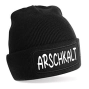 Beanie Strickmütze mit Spruch | Arschkalt | Farbwahl | Angenehm weich | Onesize