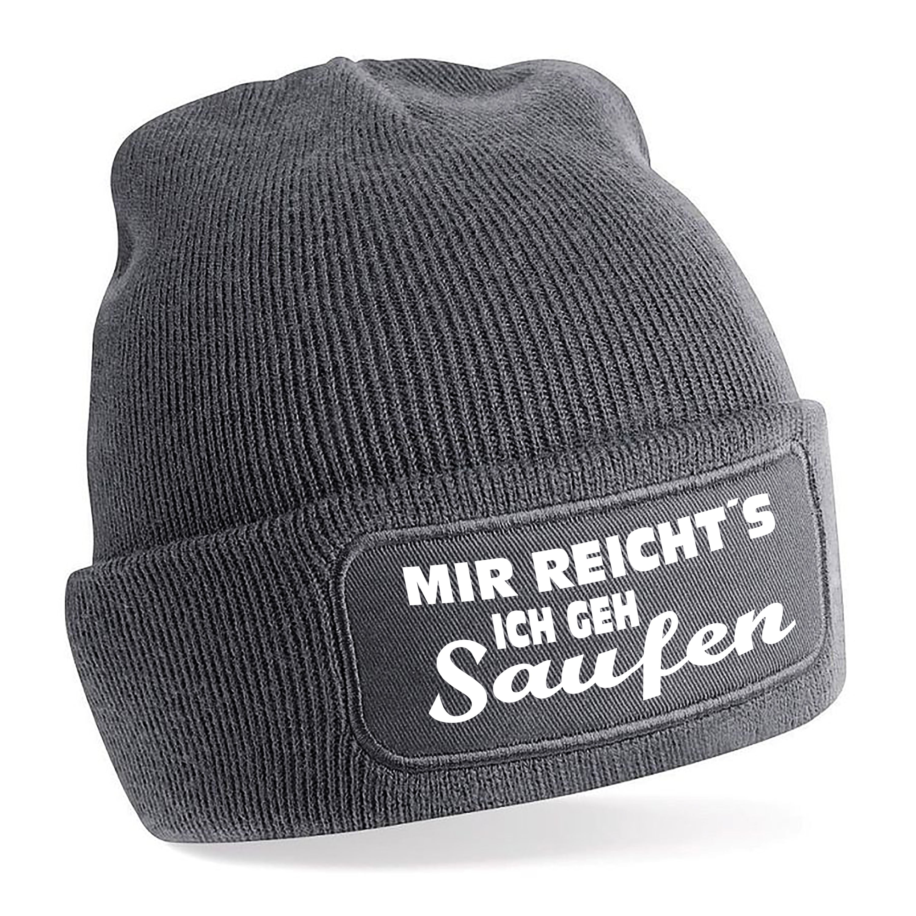 Beanie Strickmütze mit Spruch | Mir reicht´s ich geh Saufen | Farbwahl | Angenehm weich | Onesize