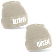 2er Set Beanie Strickmütze mit Spruch | King & Queen | Farbwahl | Angenehm weich | Onesize