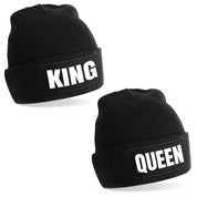 2er Set Beanie Strickmütze mit Spruch | King & Queen | Farbwahl | Angenehm weich | Onesize