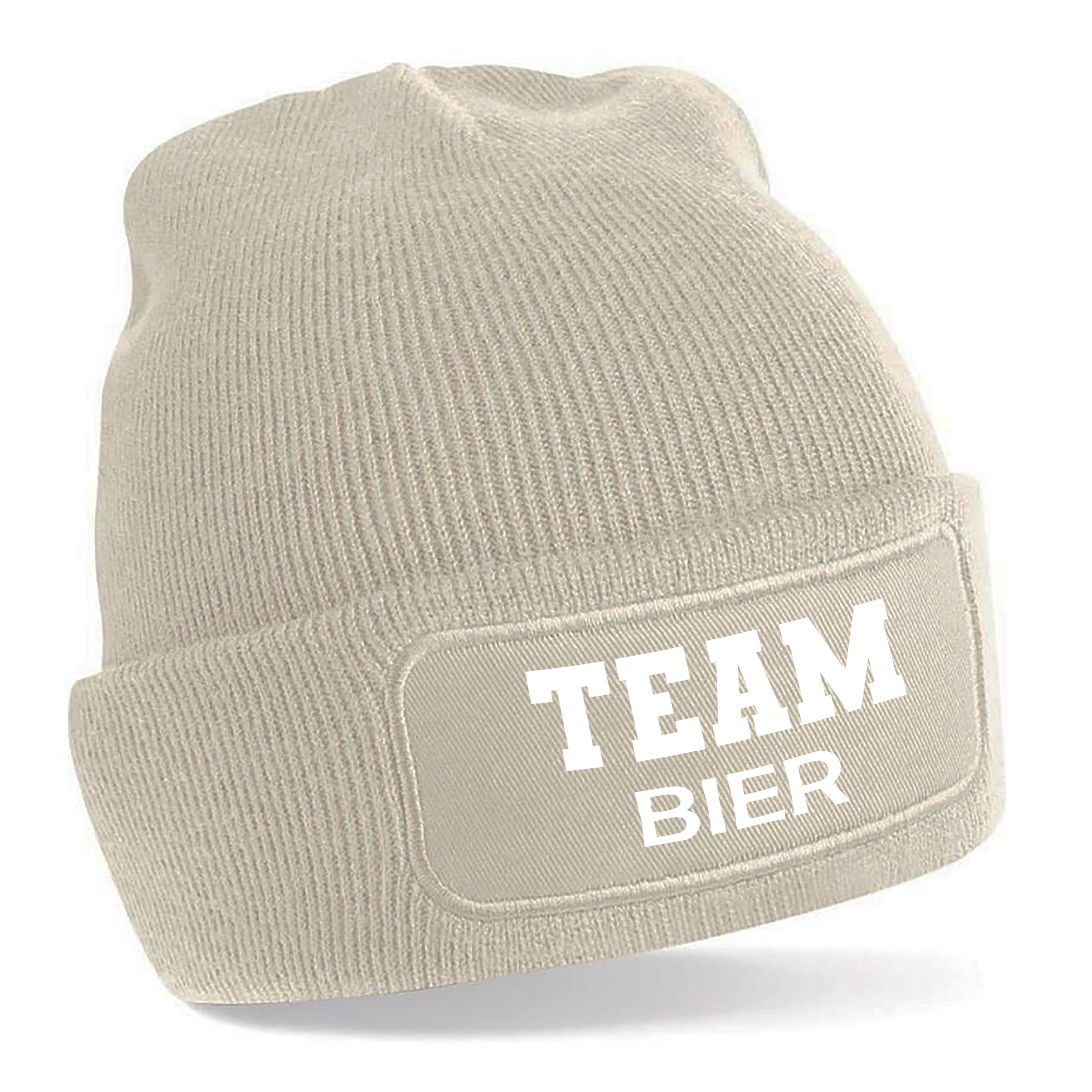 Beanie Strickmütze mit Spruch | Team Bier | Farbwahl | Angenehm weich | Onesize