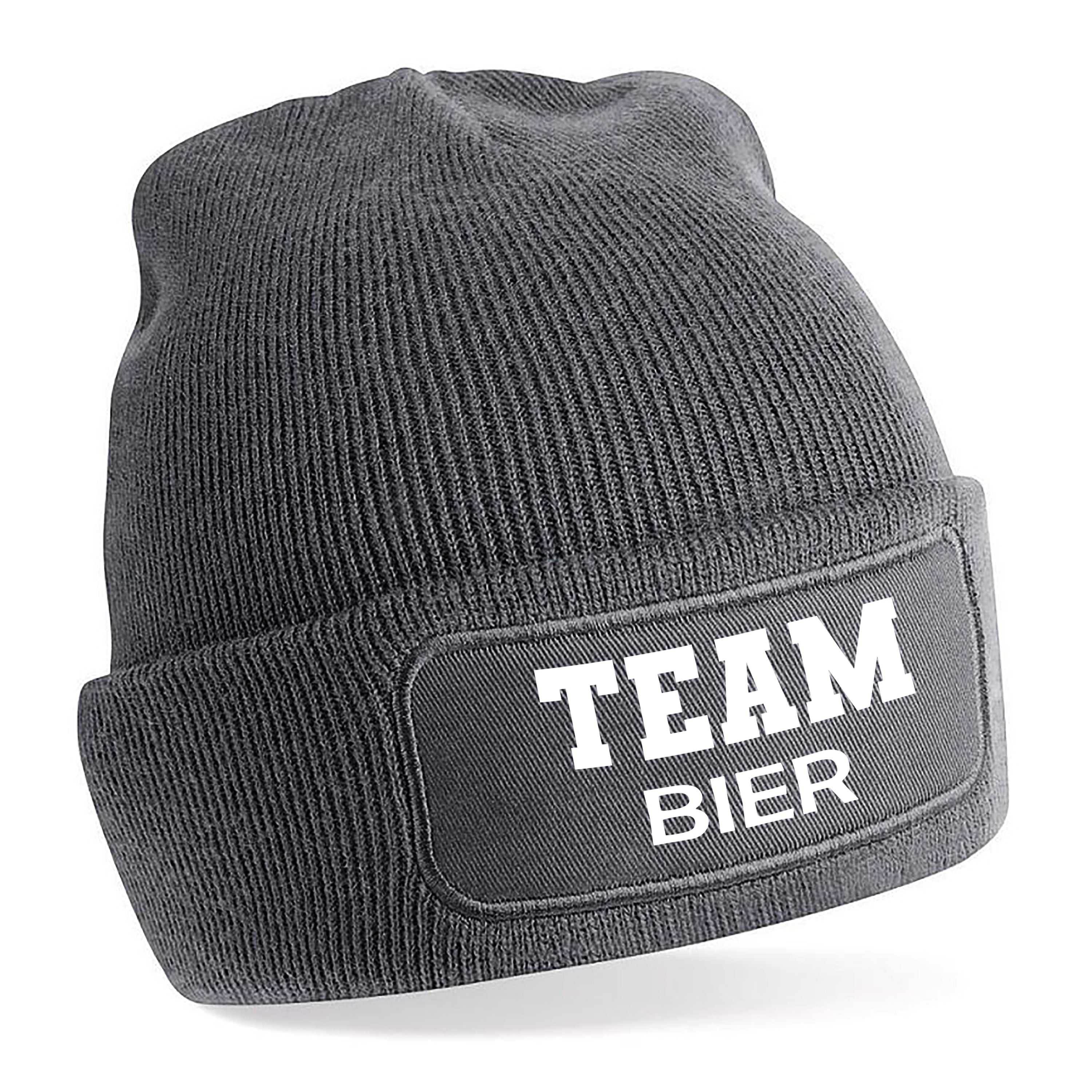 Beanie Strickmütze mit Spruch | Team Bier | Farbwahl | Angenehm weich | Onesize