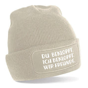 Beanie Strickmütze mit Spruch | Bekloppt aber Freunde | Farbwahl | Angenehm weich | Onesize