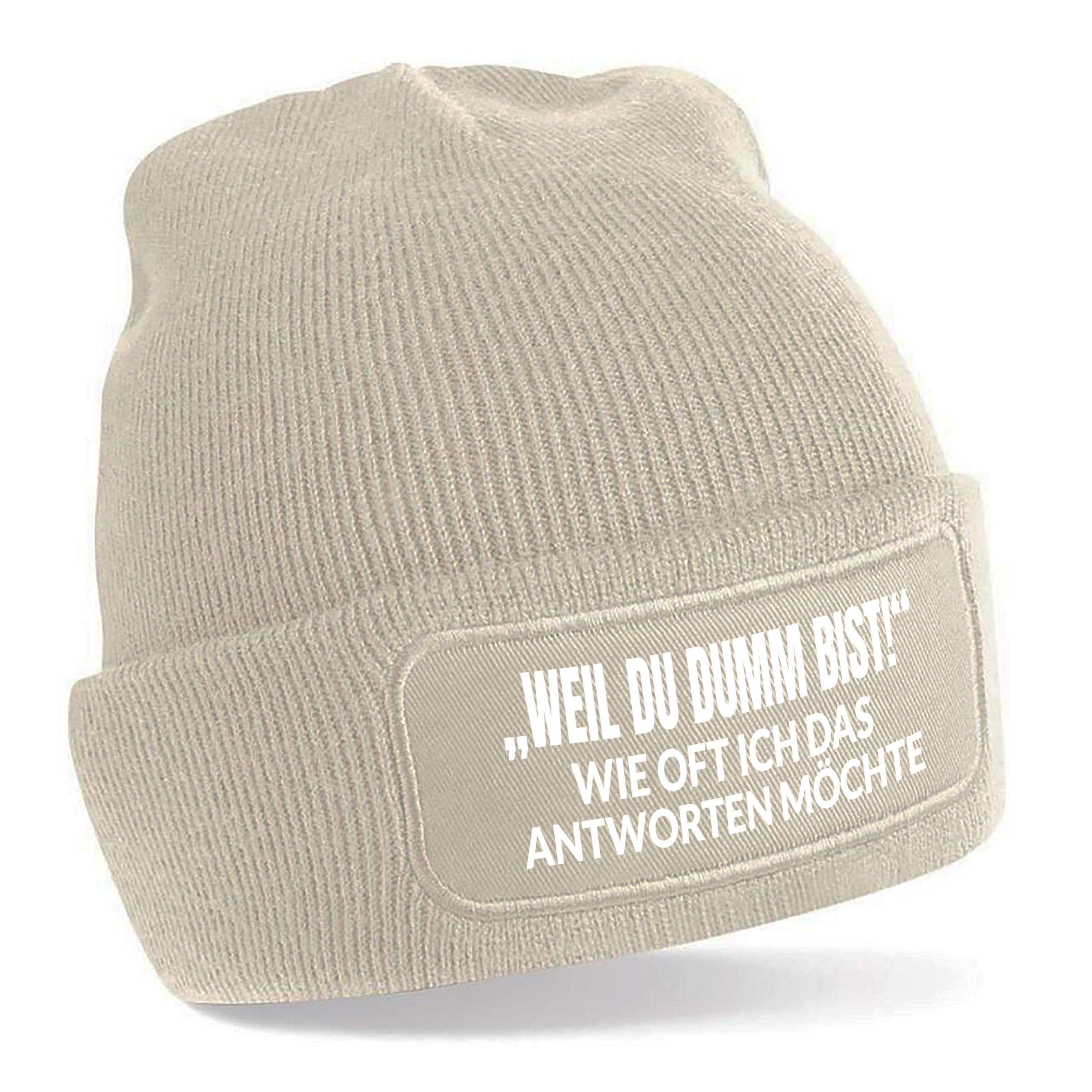 Beanie Strickmütze mit Spruch | Weil du Dumm bist! | Farbwahl | Angenehm weich | Onesize