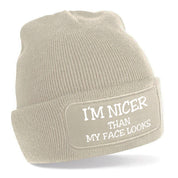 Beanie Strickmütze mit Spruch | Nicer than my Face looks | Farbwahl | Angenehm weich | Onesize