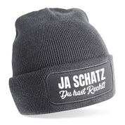 Beanie Strickmütze mit Spruch | Ja Schatz | Farbwahl | Angenehm weich | Onesize