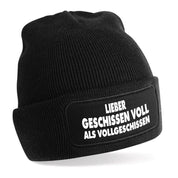 Beanie Strickmütze mit Spruch | Lieber geschissen voll | Farbwahl | Angenehm weich | Onesize