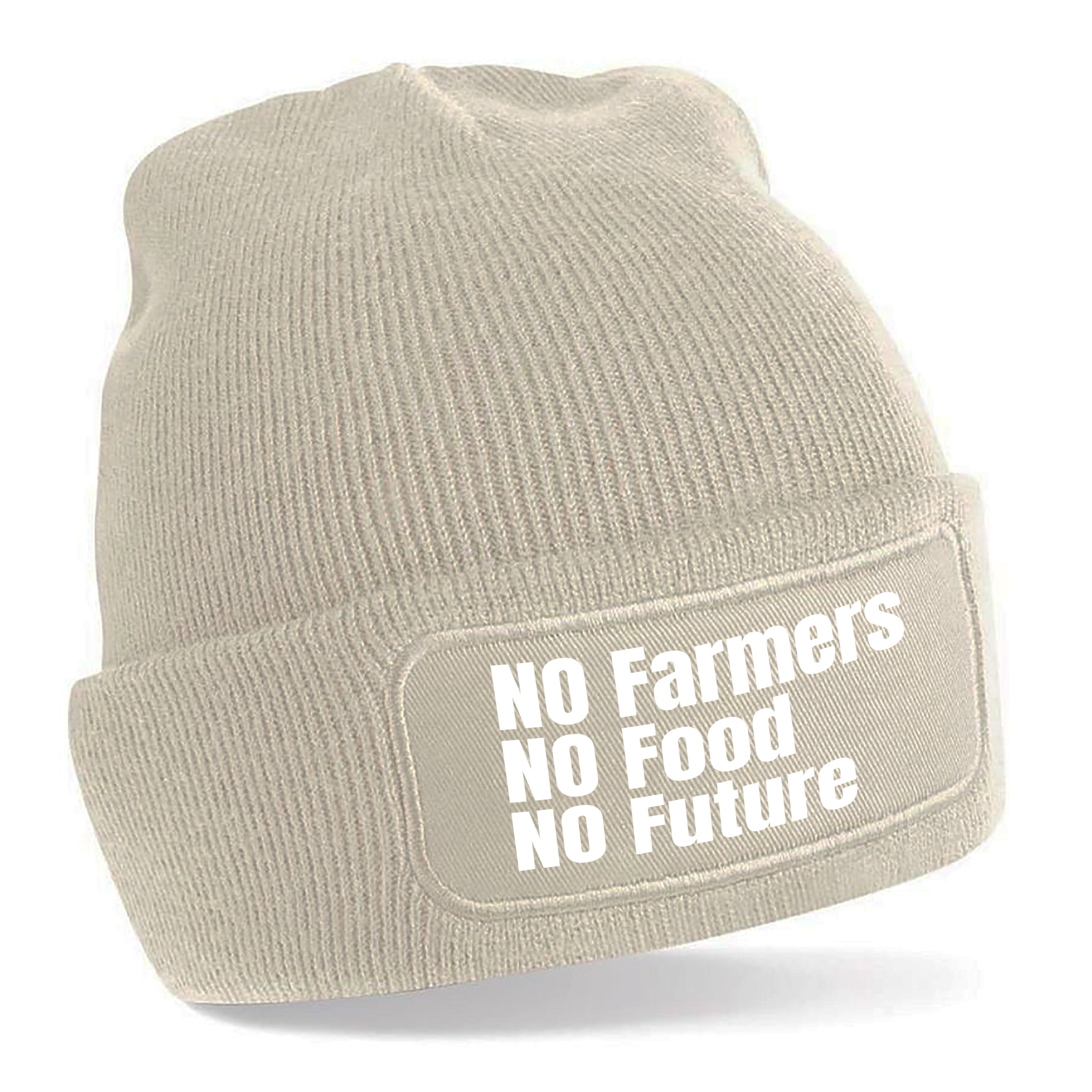 Beanie Strickmütze mit Spruch | No Farmers no Food no Future | Farbwahl | Angenehm weich | Onesize