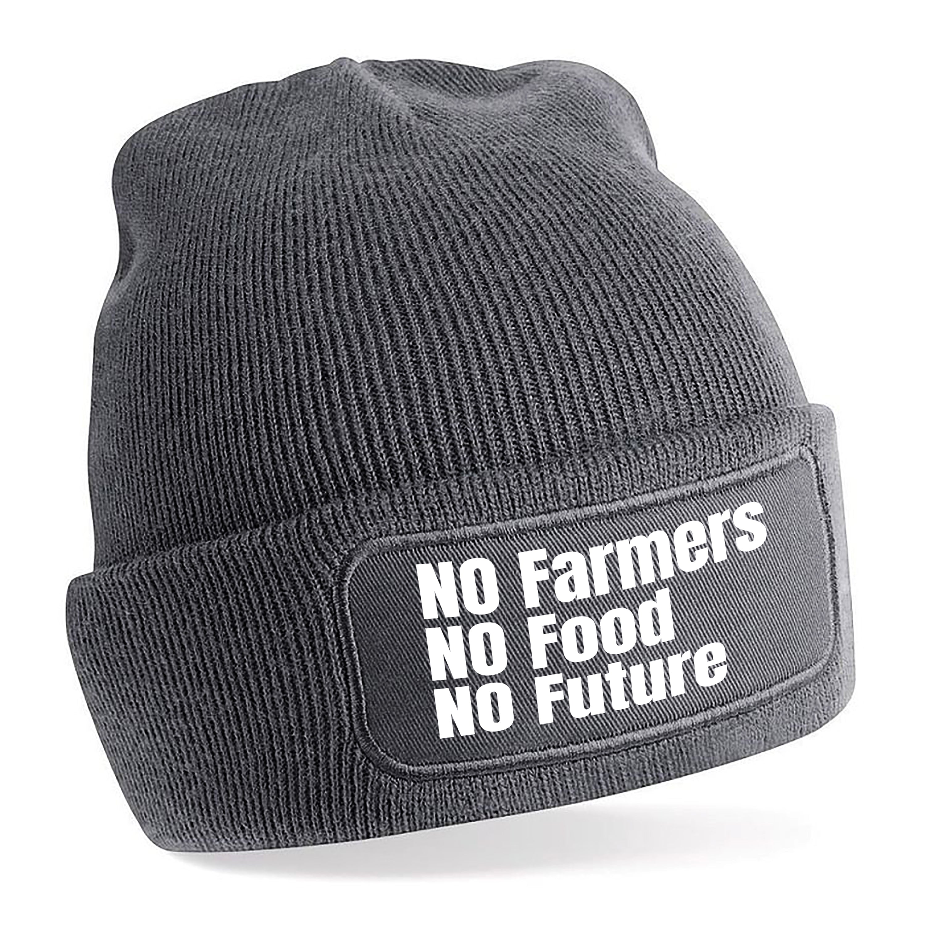 Beanie Strickmütze mit Spruch | No Farmers no Food no Future | Farbwahl | Angenehm weich | Onesize