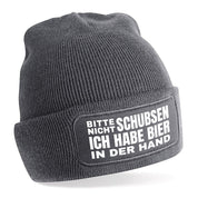 Beanie Strickmütze mit Spruch | Bitte nicht schubsen | Farbwahl | Angenehm weich | Onesize