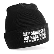 Beanie Strickmütze mit Spruch | Bitte nicht schubsen | Farbwahl | Angenehm weich | Onesize