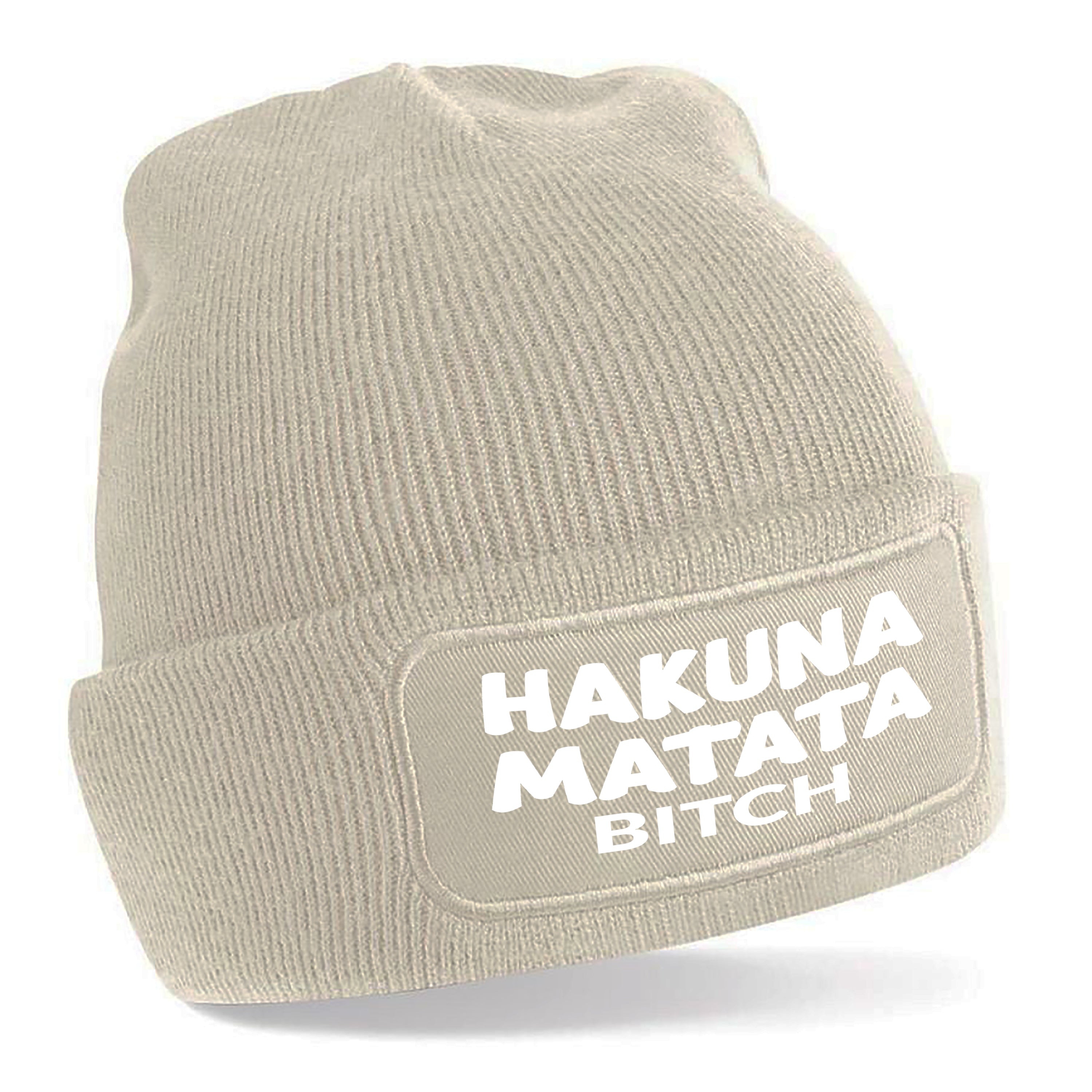 Beanie Strickmütze mit Spruch | Hakuna Matata Bitch | Farbwahl | Angenehm weich | Onesize