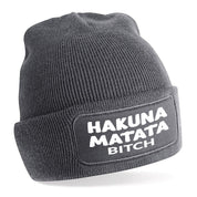 Beanie Strickmütze mit Spruch | Hakuna Matata Bitch | Farbwahl | Angenehm weich | Onesize