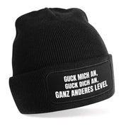 Beanie Strickmütze mit Spruch | Ganz anderes Level | Farbwahl | Angenehm weich | Onesize