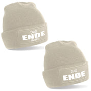 2er Set Beanie Strickmütze mit Spruch | Das Ende naht | Farbwahl | Angenehm weich | Onesize