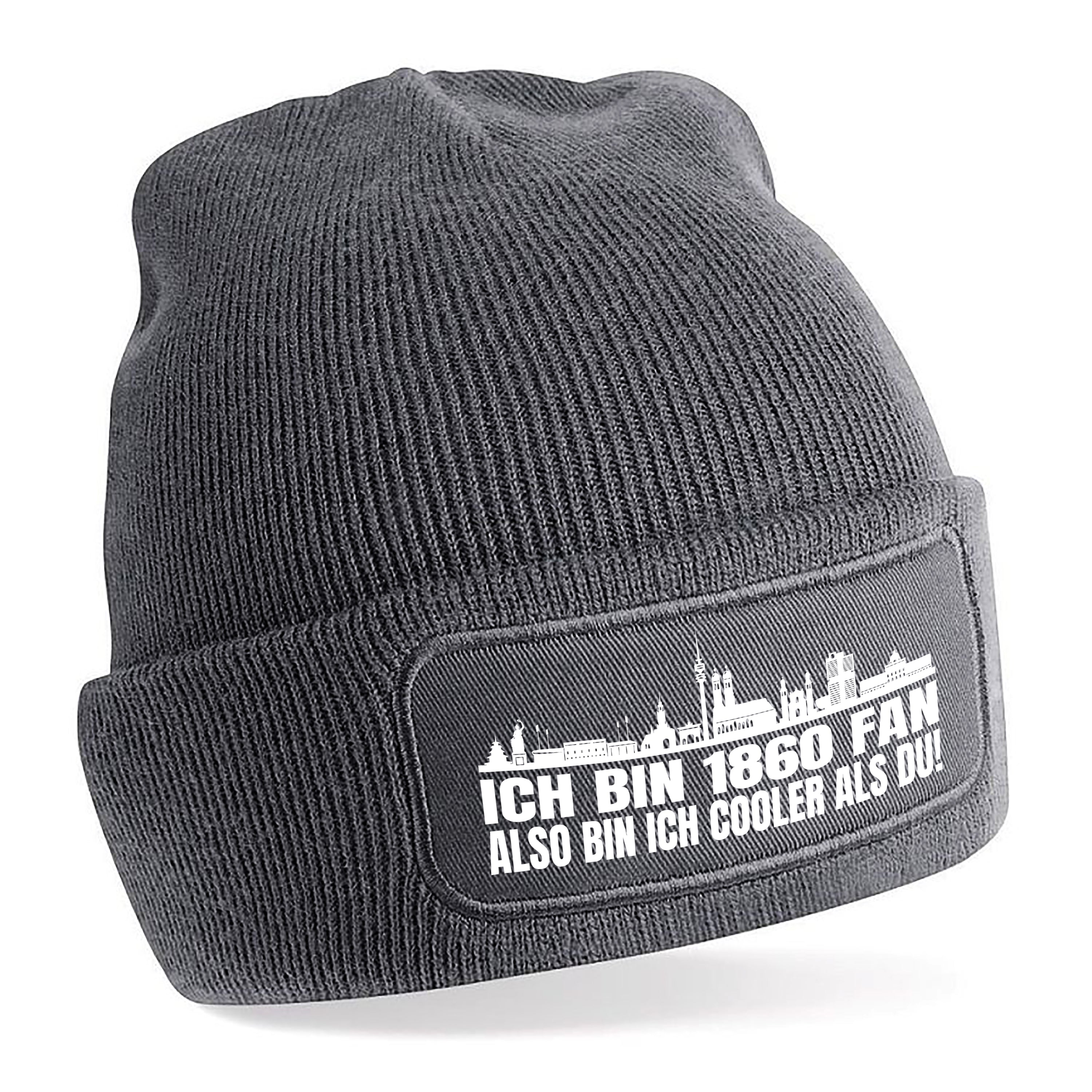 Beanie Strickmütze mit Spruch | Ich bin 1860 Fan also bin ich cooler als du! | Farbwahl | Angenehm weich | Onesize