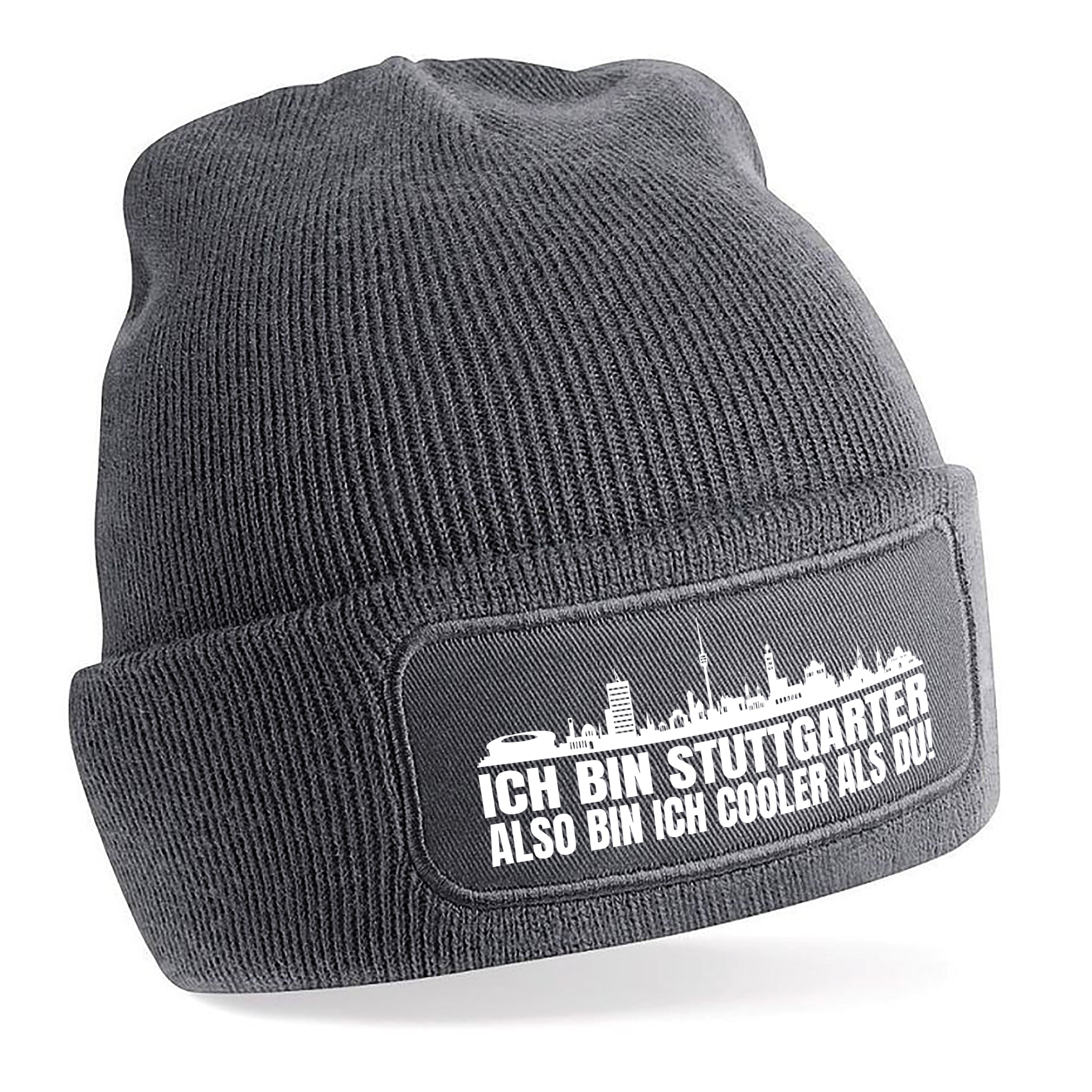 Beanie Strickmütze mit Spruch | Ich bin Stuttgarter also bin ich cooler als du! | Farbwahl | Angenehm weich | Onesize