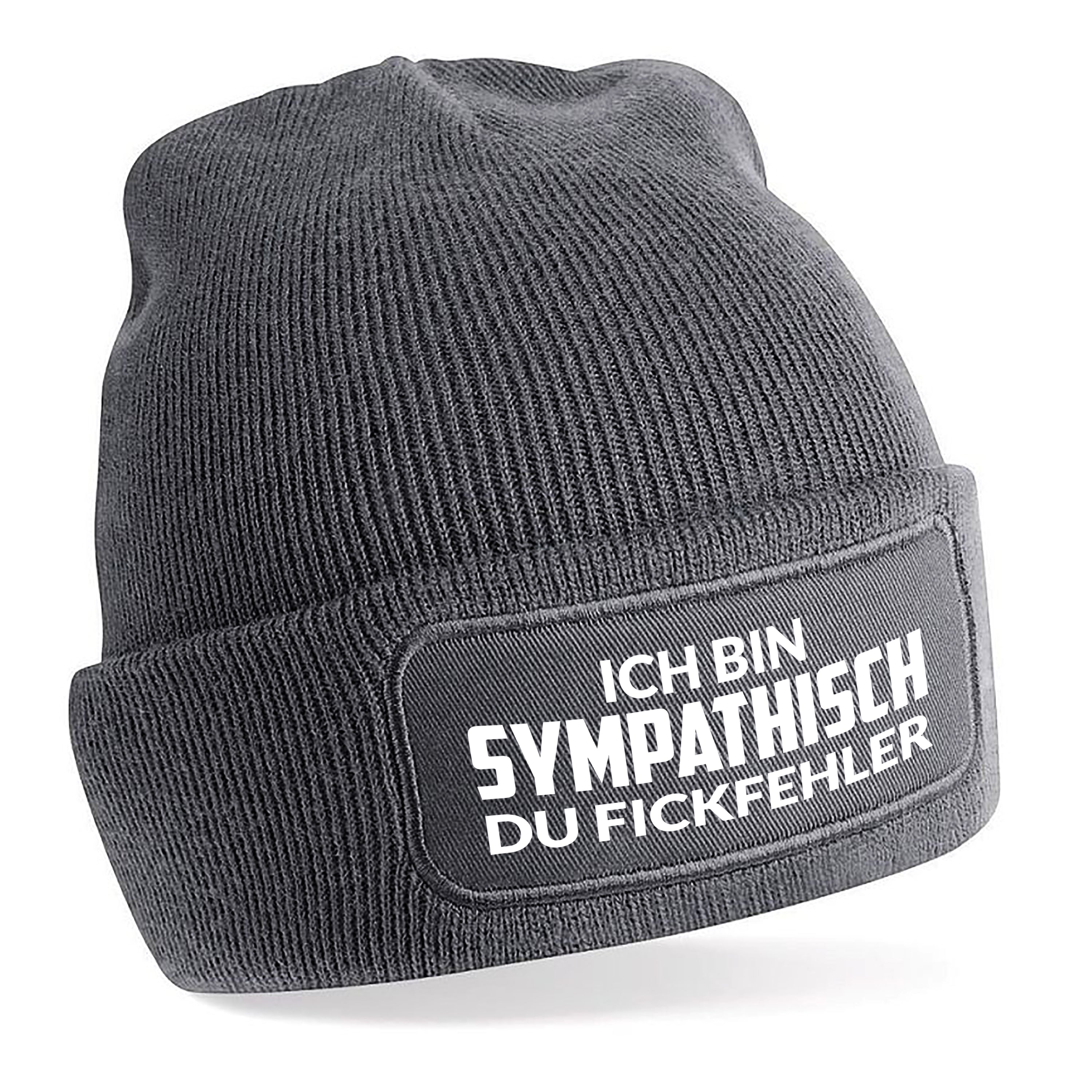 Beanie Strickmütze mit Spruch | Ich bin Sympathisch | Farbwahl | Angenehm weich | Onesize