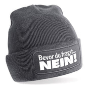 Beanie Strickmütze mit Spruch | Bevor du fragst... Nein | Farbwahl | Angenehm weich | Onesize