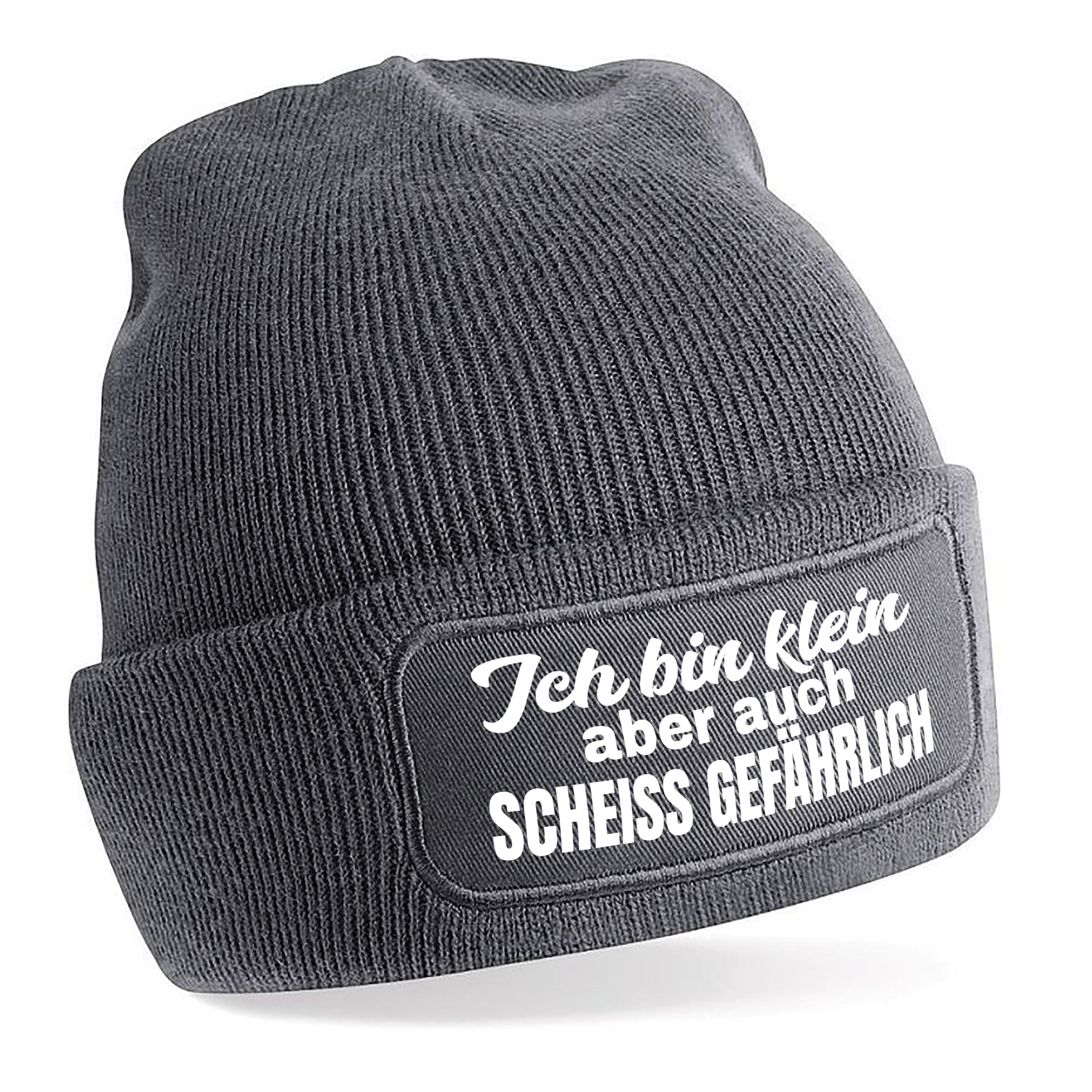 Beanie Strickmütze mit Spruch | Ich bin klein aber auch scheiss gefährlich | Farbwahl | Angenehm weich | Onesize