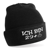 Beanie Strickmütze mit Spruch | Ich bin 29+ | Farbwahl | Angenehm weich | Onesize