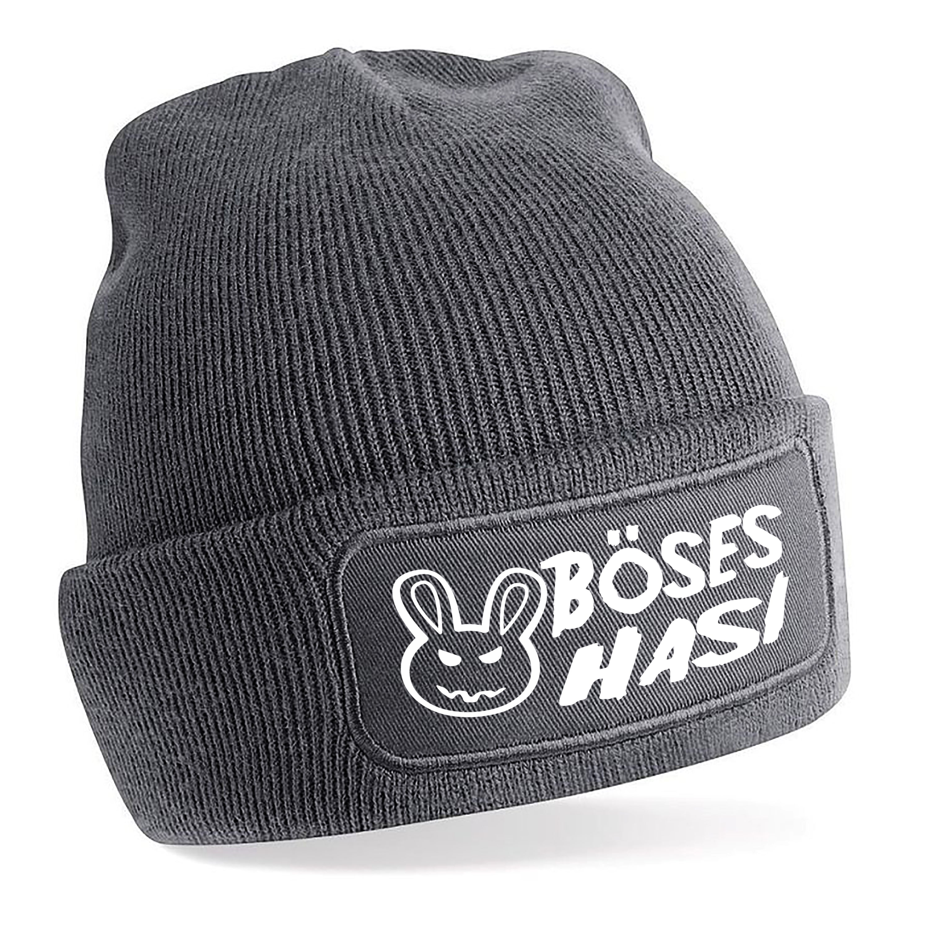 Beanie Strickmütze mit Spruch | Böses Hasi | Farbwahl | Angenehm weich | Onesize