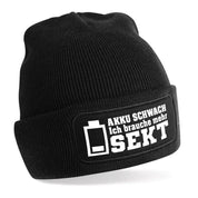 Beanie Strickmütze mit Spruch | Ich brauche mehr Sekt | Farbwahl | Angenehm weich | Onesize