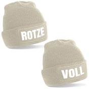 2er Set Beanie Strickmütze mit Spruch | Rotze Voll | Farbwahl | Angenehm weich | Onesize