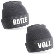 2er Set Beanie Strickmütze mit Spruch | Rotze Voll | Farbwahl | Angenehm weich | Onesize