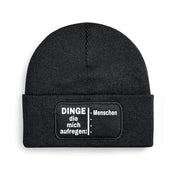 Beanie Strickmütze mit Spruch | Dinge die mich aufregen: Menschen | Farbwahl | Angenehm weich | Onesize